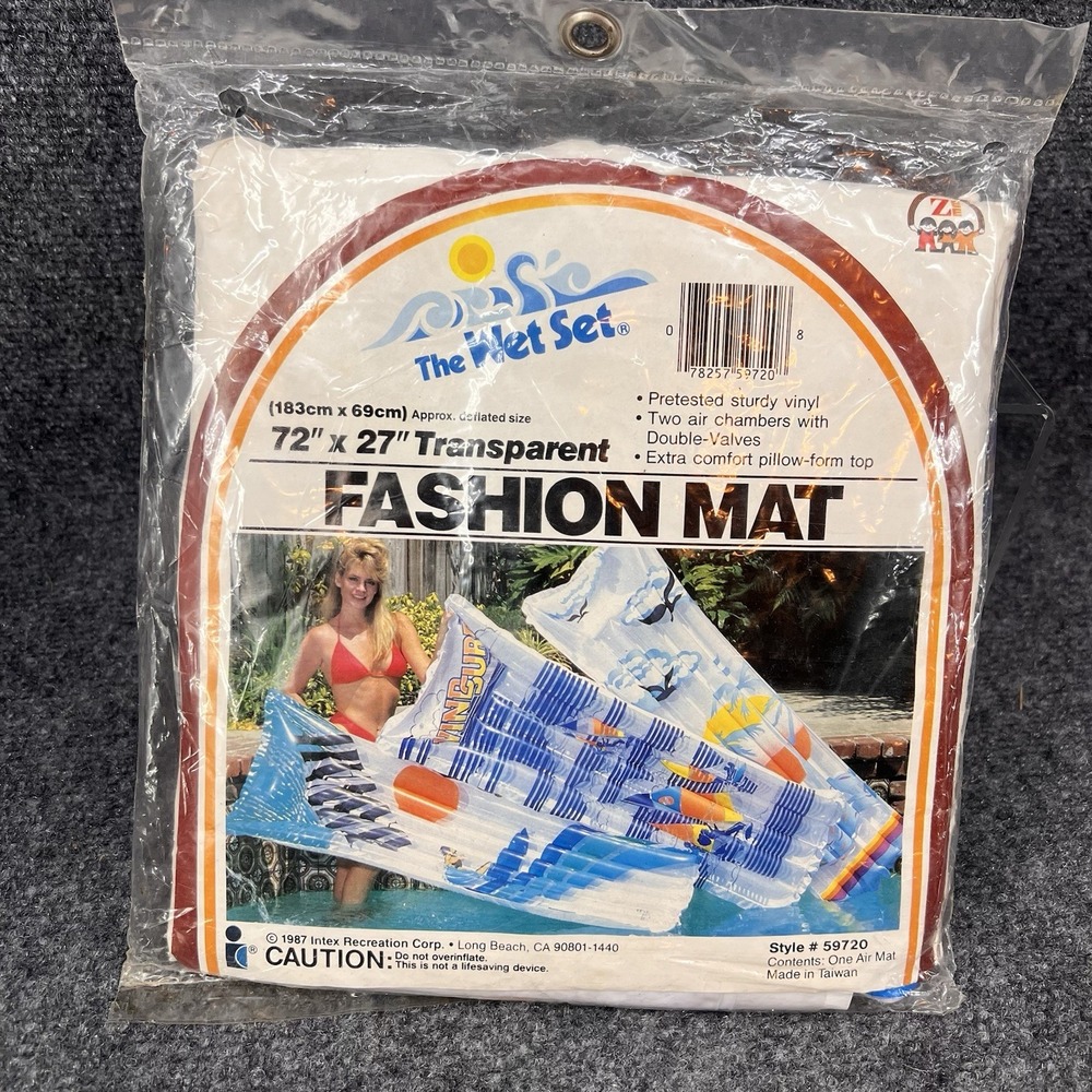 Vintage New 1987 Intex The Wet Set Transparent Fashion Mat #59720 Pool Float